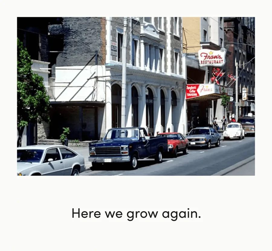 Fran's on College Street, with cars parked out front